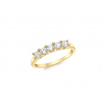9ct Gold 5 Cubic Zirconia 1/2 Eternity Ring Size T