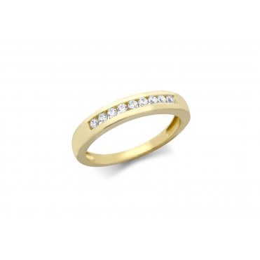 9ct Gold Channel Set Cubic Zirconia 1/2 Eternity Ring Size N