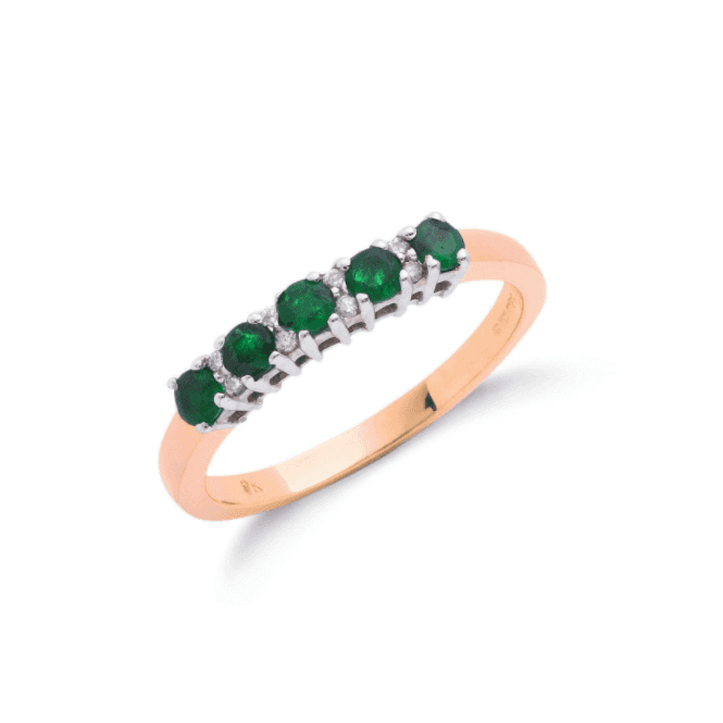 Eternity 9ct Gold Emerald and Diamond Ring (Size M)
