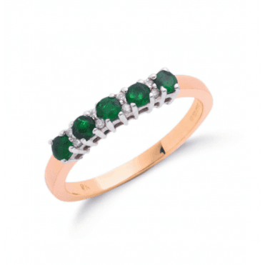 9ct Gold Emerald and Diamond Eternity Eternity Ring (Size M)