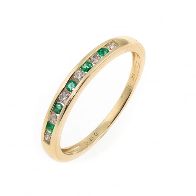 Eternity 9ct Gold Emerald and Diamond Ring