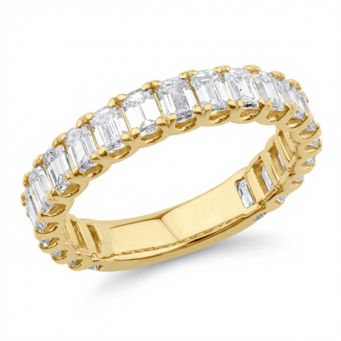 Eternity 9ct Gold Emerald Cut 3/4 Lab Diamond Ring 2.1 Carats