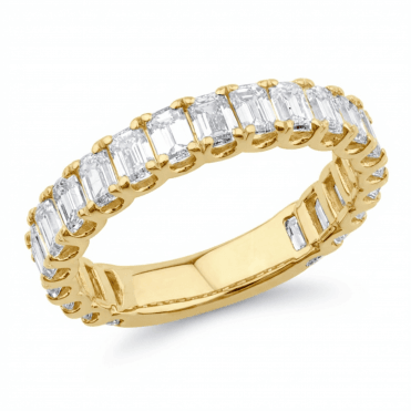 9ct Gold Emerald Cut 3/4 Eternity Lab Diamond Ring 2.1 Carats