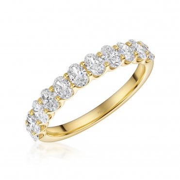 9ct Gold Oval Cut 1/2 Eternity Lab Diamond Ring 1.1 Carats