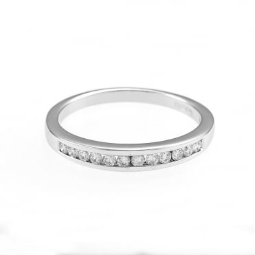 9ct White Gold 1/4 Carat Diamond 1/2 Eternity Ring