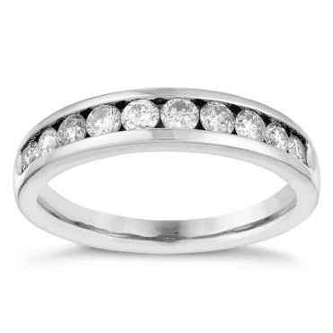9ct White Gold Channel Set 1/2 Carat Diamond Eternity Ring