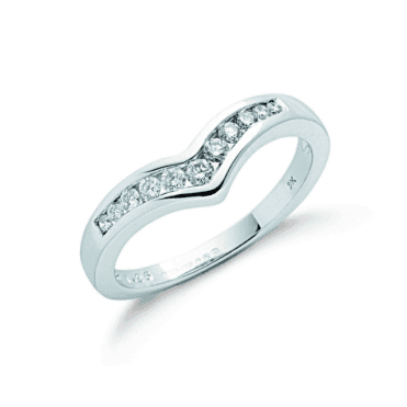 9ct White Gold Channel Set Diamond Wishbone 1/2 Eternity Band Ring
