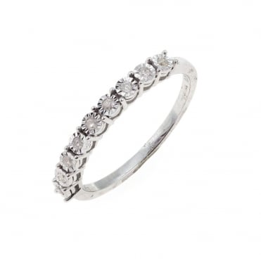 9ct White Gold Diamond Half Eternity Ring