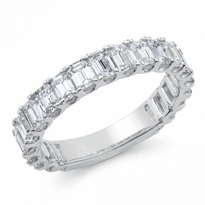 Eternity 9ct White Gold Emerald Cut 3/4 Diamond Ring 2.1 Carats