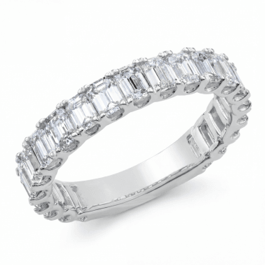 9ct White Gold Emerald Cut 3/4 Eternity Diamond Ring 2.1 Carats