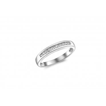 9ct White Gold Ladies Cubic Zirconia 1/2 Eternity Ring Size K
