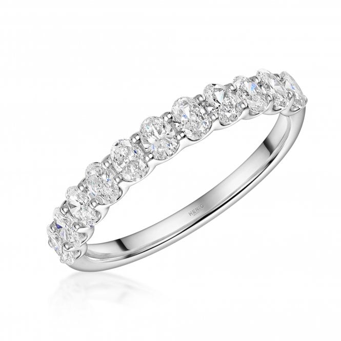 Eternity 9ct White Gold Oval Cut Lab Diamond 1/2 Ring 1.1 Carats