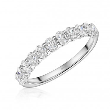 9ct White Gold Oval Cut Lab Diamond 1/2 Eternity Ring     1.1 Carats