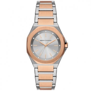 Ladies ANDREA Round Silver Dial  2 Colour Rose Bracelet Watch AX4607