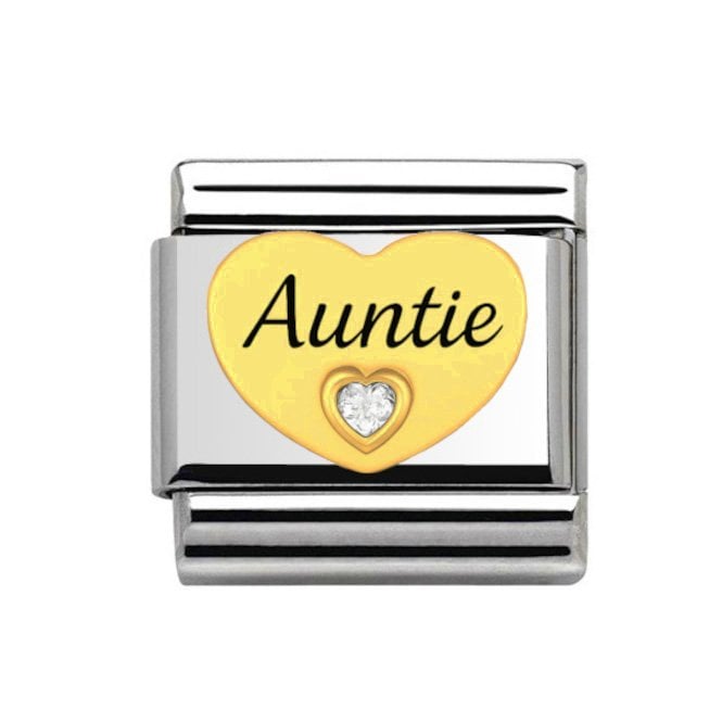 Auntie Pink Stone Gold Silver Charm
