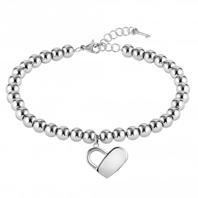Boss Ladies Beads Silver Heart Bracelet 1580075