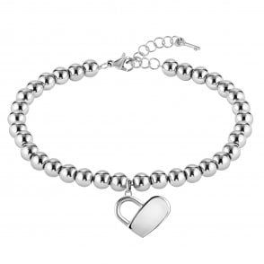 Ladies Beads Silver Heart Bracelet 1580075