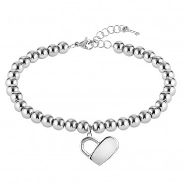 Ladies Beads Silver Heart Bracelet 1580075