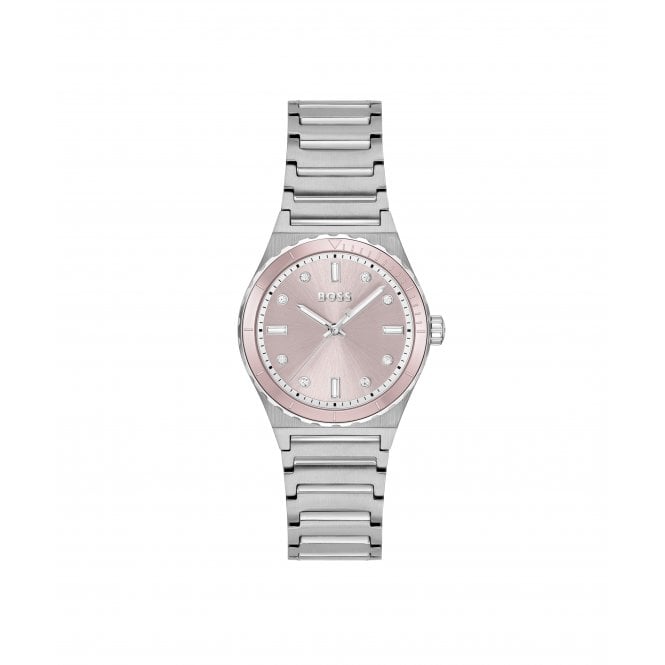 Boss Ladies CANDOR SPORT Round Pink Dial Stainless Steel Bracelet Watch 1502788
