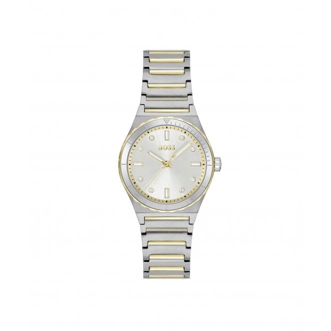 Boss Ladies CANDOR SPORT Round Silver Dial 2 Colour Bracelet Watch 1502790