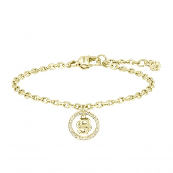 Boss Ladies DOUBLE B DEVINE Stone Circle Gold Plated Bracelet 1580807