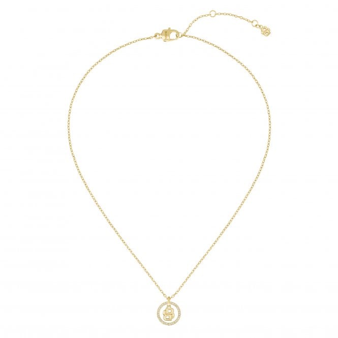 Boss Ladies DOUBLE B DEVINE Stone Circle Gold Plated Pendant & Chain 1580837