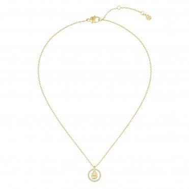 Ladies DOUBLE B DEVINE Stone Circle Gold Plated Pendant & Chain 1580837