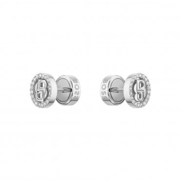 Ladies DOUBLE B DEVINE Stone Set Round Stainless Steel Stud Earrings 1580849