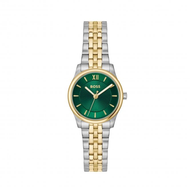 Boss Ladies GRACEFUL MINA Round Green Dial 2 Colour Bracelet Watch 1502841