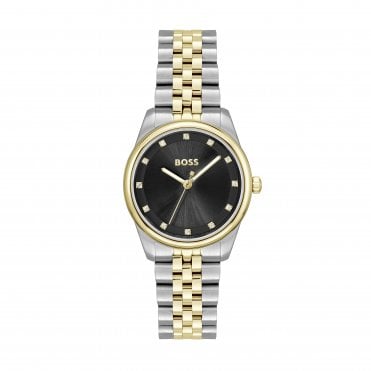 Ladies GRACEFUL PRECIOUS Round Black Dial 2 Colour Bracelet Watch 1502811