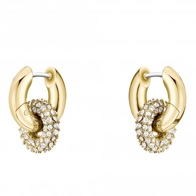 Boss Ladies LIFE PRECIOUS Gold Plated Stone Set Huggie Stud Earrings 1580759