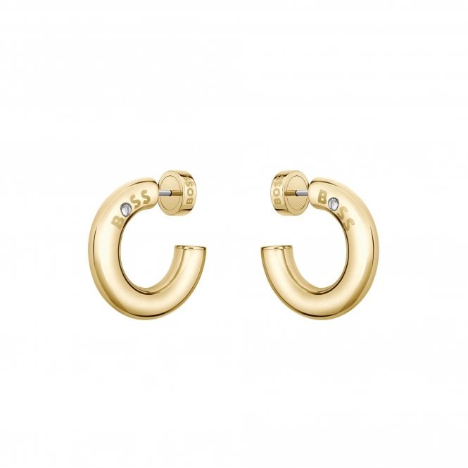 Boss Ladies Live Gold Plated Round Hoop Earrings 1580690