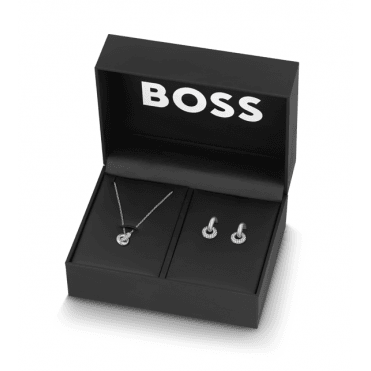 Ladies LIVE PRECIOUS Stainless Steel Stone Set Necklace & Earrings Set 1570198
