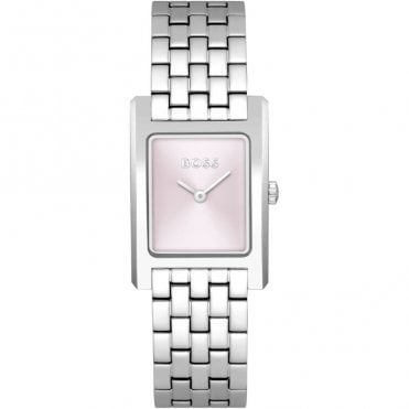 Ladies LUCY Rectangular Pink Dial Stainless Steel Bracelet Watch 1502745