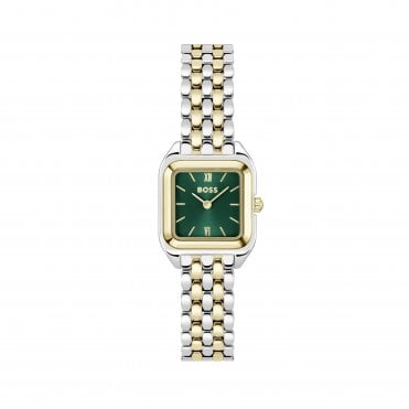 Ladies MAE PETITE Square Green Dial 2 Colour Bracelet Watch 1502822