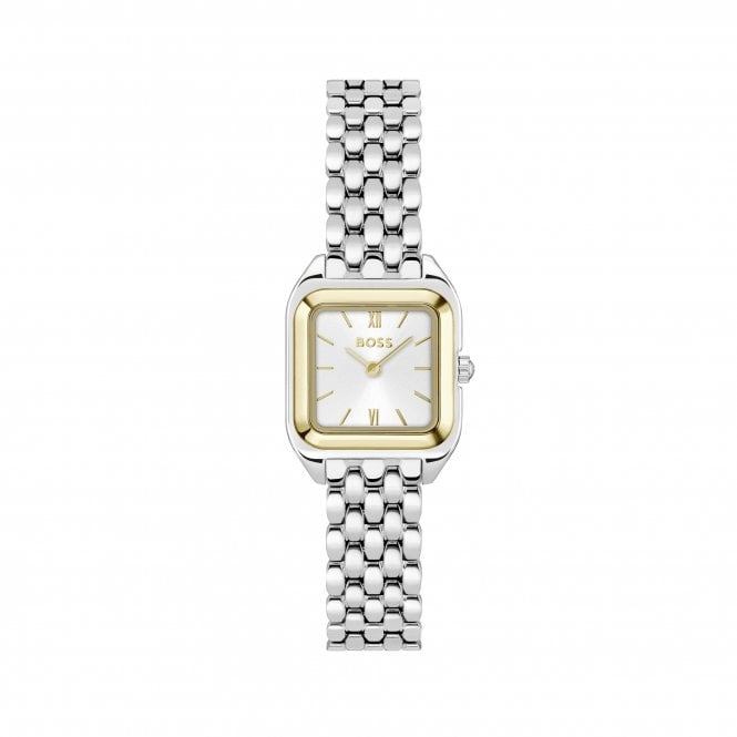 Boss Ladies MAE PETITE Square Silver Dial Stainless Steel Bracelet Watch 1502821