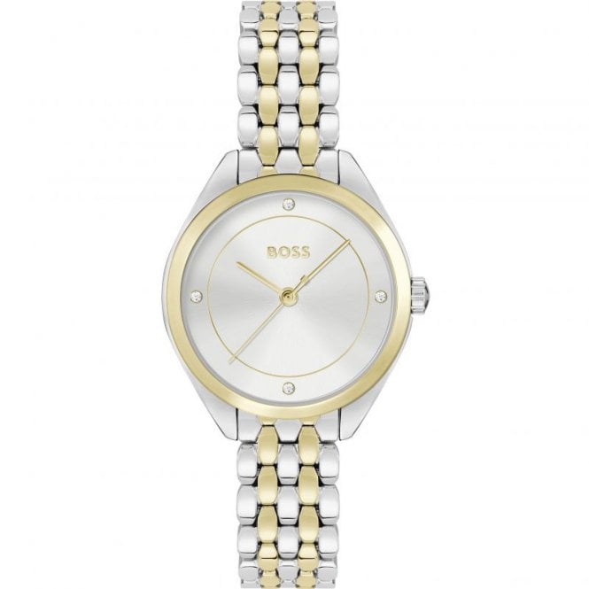 Boss Ladies #MAE Round Silver Dial 2 Colour Bracelet Watch 1502724