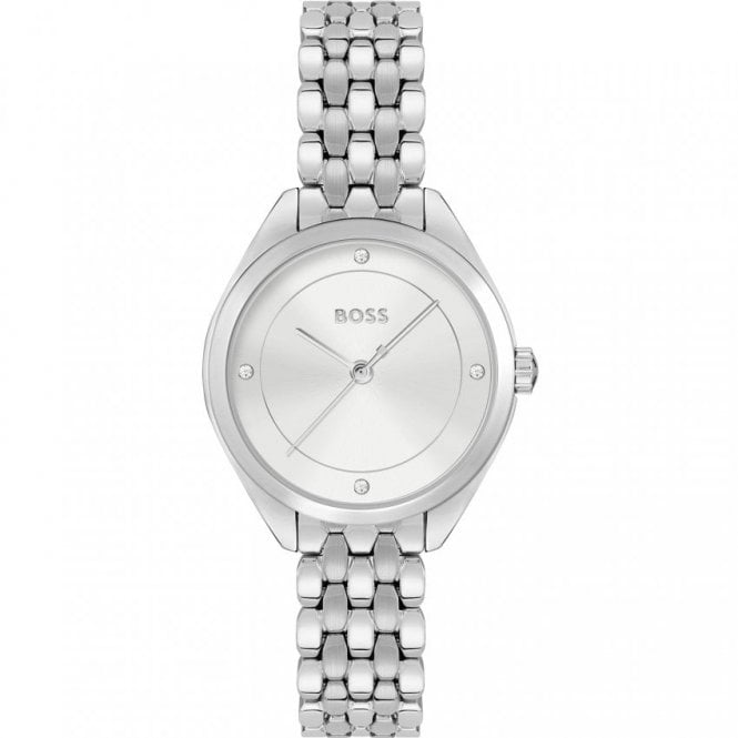 Boss Ladies MAE Round Silver Dial Stainless Steel Bracelet Watch 1502722