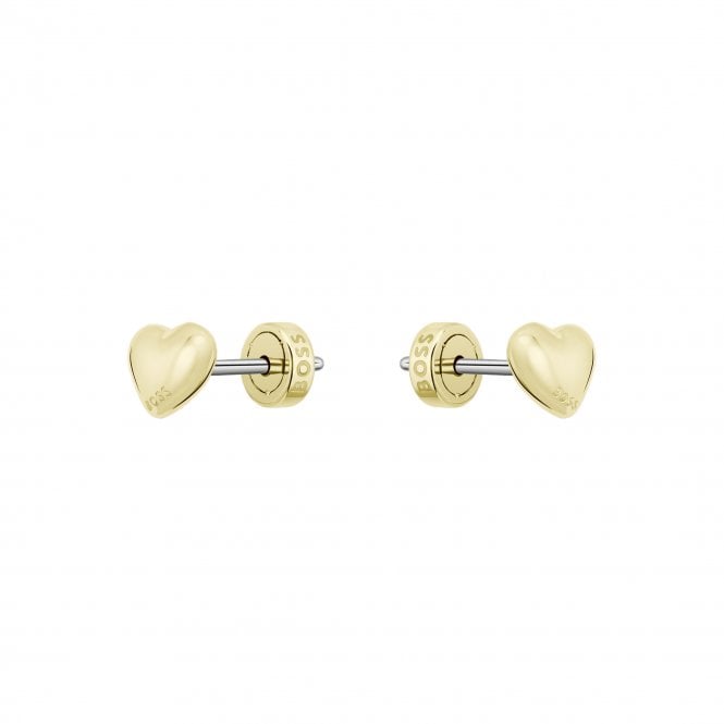 Boss Ladies MINI HONEY HEARTS Polished Gold Plated Stud Earrings 1580850