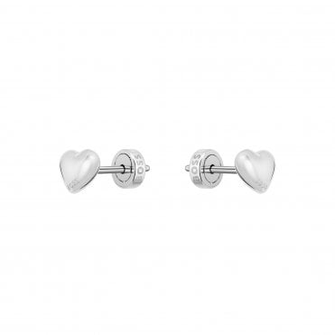 Ladies MINI HONEY HEARTS Polished Stainless Steel Stud Earrings 1580830