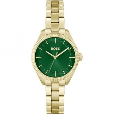 Ladies SAGE Round Green Dial Gold Plated Bracelet Watch 1502729