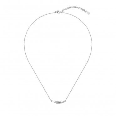 Ladies Saya Stainless Steel And CZ Necklet