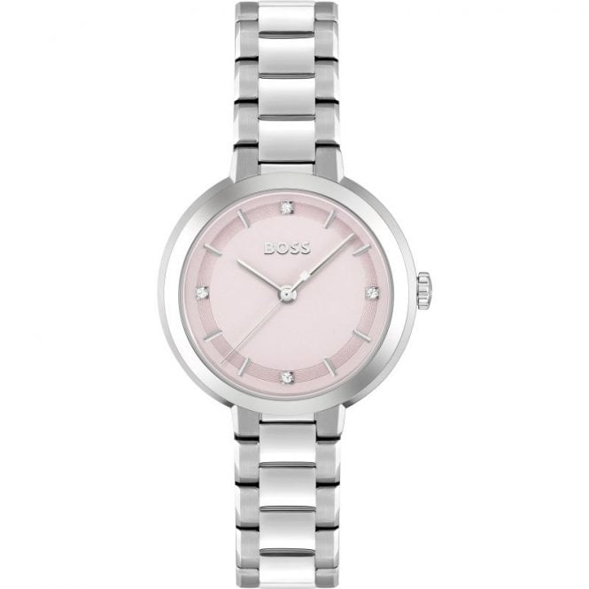 Boss Ladies SENA Round Pink Dial Stainless Steel Bracelet Watch 1502757