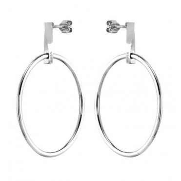 Ladies Signature Silver Hoop Earrings 1580285