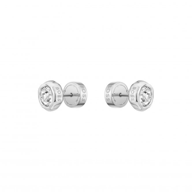 Boss Ladies SILVER KASSY PRECIOUS Stone Set Stainless Steel Stud Earrings 1580825
