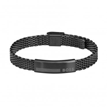Mens ALEN Black IP Mesh ID Bracelet  1580612