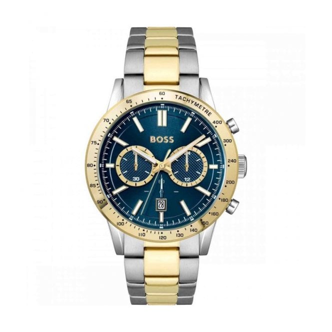 Boss Mens ALLURE Round Blue Chronograph Dial 2 Colour Bracelet Watch 1514163