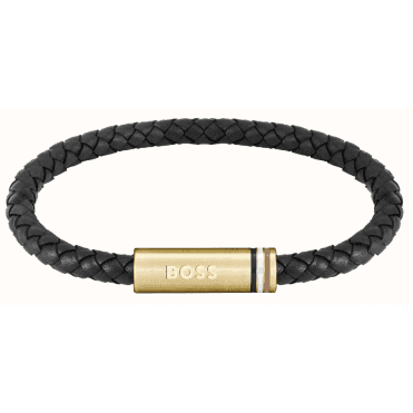 Mens ARES SINGLE Black Leather Bracelet 1580624