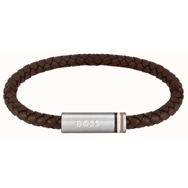 Mens ARES SINGLE Brown Leather Bracelet 1580623