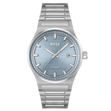 Mens CANDOR Auto Round Ice Blue Date Dial Stainless Steel Bracelet Watch 1514118